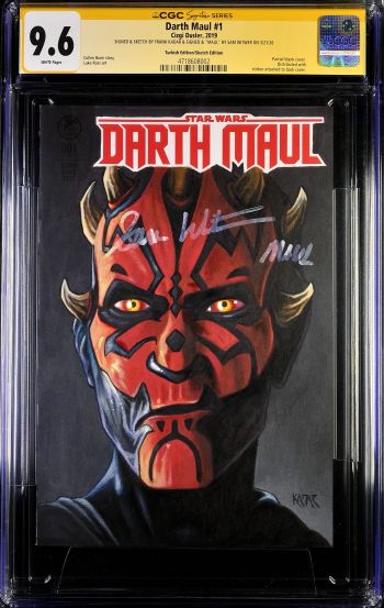 Image of Darth Maul #1 painted sketch cover by Frank Kadar & signed by Sam Witwer