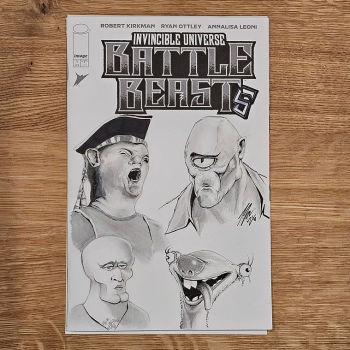 Image of Battle Beasts - "The Forgotten Team" art on a sketch cover by Joe Doyle