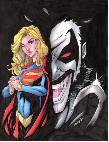 Image of Supergirl and Lobo Marker Art
