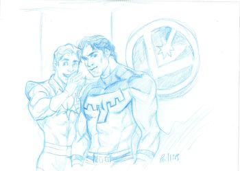 Image of Sun Boy and Ultra Boy doodle art by Joe Phillips