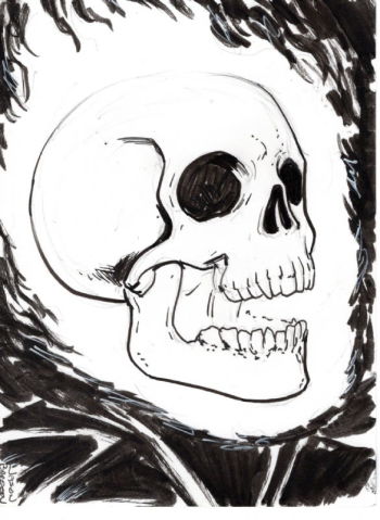Image of GHOST RIDER SKETCH CARD INKED ORIGINAL ART SIGNED JASON BAROODY