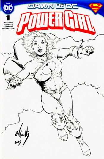 Image of POWERGIRL SKETCH COVER INKED OA SIGNED ED COUTTS