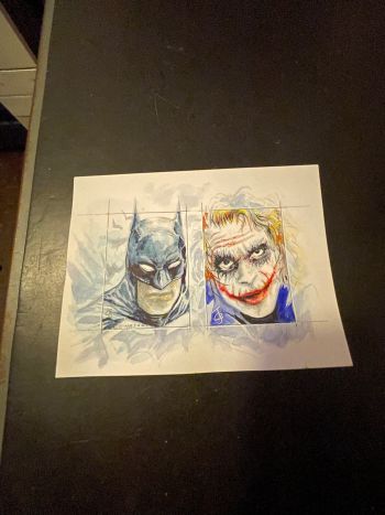 Image of Batman vs. Joker by Conny Jolitz, 6x8 – watercolor on paper