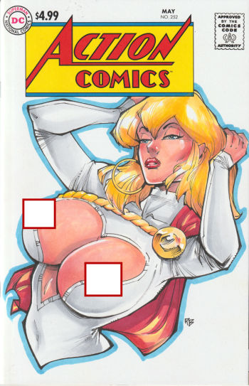 Image of Power Girl on the edge of NSFW 