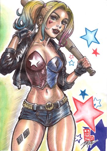 Image of Harley Quinn - ALWAYS READY / Bazal. 8,3x11,7 in. 