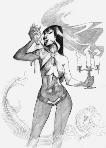 Image of Vampirella pencils drawing original art by jefter