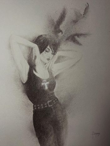 Image of Death of the Endless Charcoal and Watercolor Art