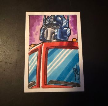 Image of Optimus Prime from Transformers by James Silvani, 2.5x3.5 – marker on paper