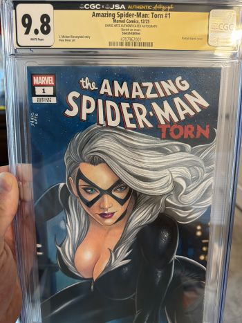 Image of Dario Arte Black Cat sketch Amazing Spider-Man: Torn #1 CGC 9.8