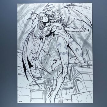 Image of Morrigan Darkstalkers Sketch by Jon Lam