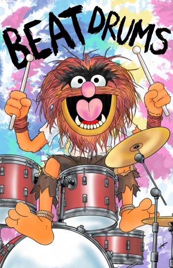 Image of Animal 'Beat Drums' Illustration
