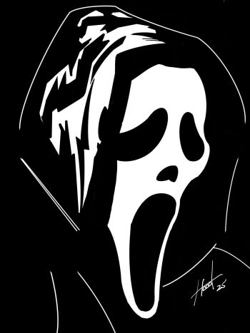 Image of Ghostface 18x24 Black and White Illustration