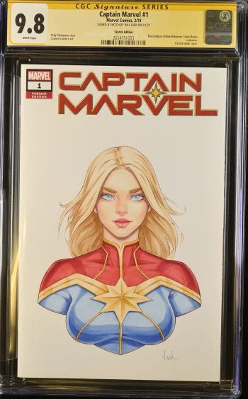 Image of Captain Marvel #1 CGC 9.8 Signed & Sketched by Will Jack
