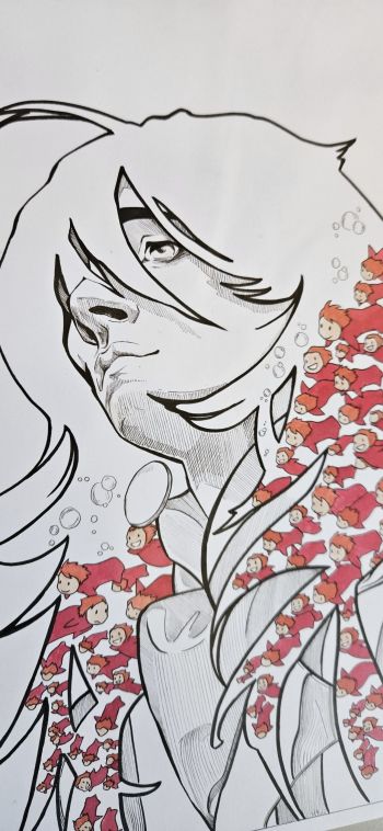 Image of Ponyo and Fujimoto Illustration