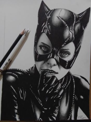 Image of Catwoman Original Graphite Art Signed