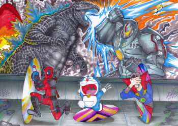 Image of Battle of the Artists: Dr Strange Vs Deadpool Vs Godzilla Vs Gypsy Danger Vs Doraemon by Franklin Ouano 