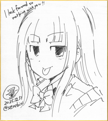 Image of Neko Miyasako shikishi sketch by Serebi Ryousangata