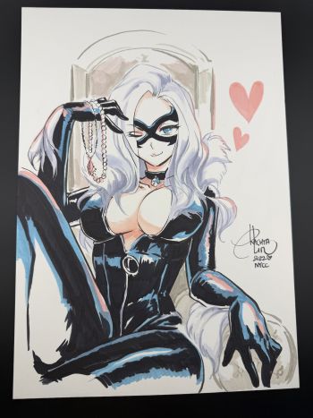 Image of Black Cat A4 Illustration by Rachta Lin