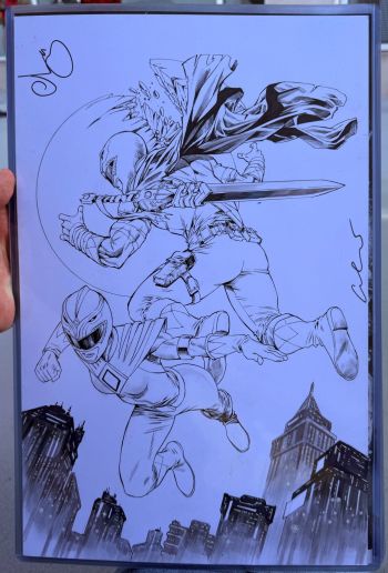 Image of 11x17 Power Rangers The Return Issue #4 Cover by Escorza Brothers Homage to The Last Ronin Issue #5