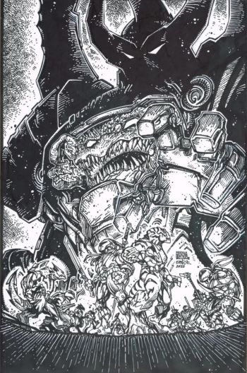 Image of MMPRTMNT II Issue #5 BW Variant Cover (Inks Only) - Inks Kevin Eastman Pencils Freddie Williams II