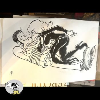Image of Lupin III and Fujiko Ink Drawing by Joseph Bergin III