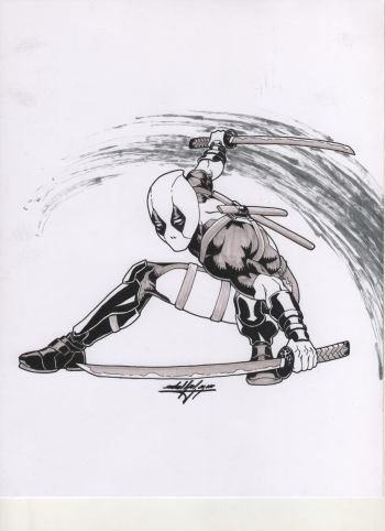 Image of Deadpool Original Ink Art
