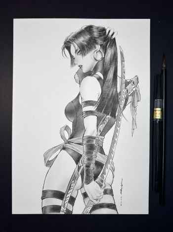 Image of Psylocke Marvel Rivals Vengeance Skin Ink Art