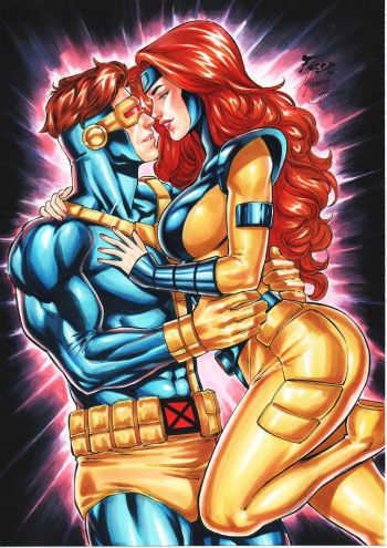 Image of Cyclops and Jean Grey 9x12 pin-up 