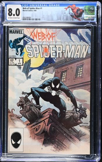 Image of Web of Spider-Man #1 CGC 8.0 with Spider-man custom label
