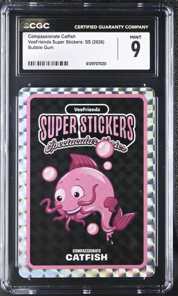 Image of Compassionate Catfish | VeeFriends Super Stickers: SS | Bubble Gum | CGC 9