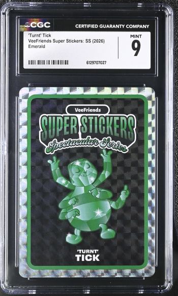 Image of 'Turnt' Tick | VeeFriends Super Stickers: SS | Emerald | CGC 9