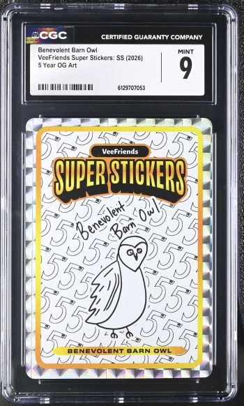Image of Benevolent Barn Owl | VeeFriends Super Stickers: SS | 5 Year OG Art | CGC 9