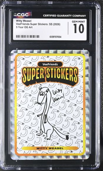 Image of Witty Weasel | VeeFriends Super Stickers: SS | 5 Year OG Art | CGC GEM MINT 10