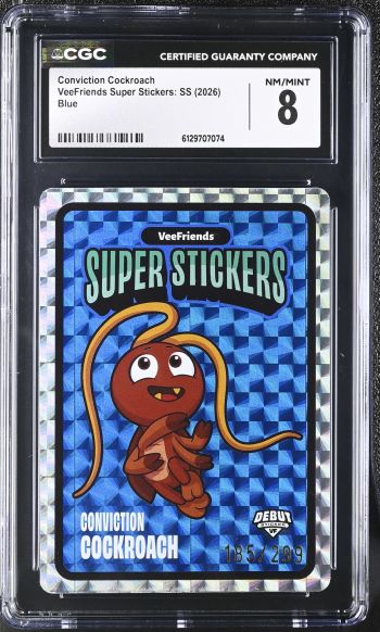 Image of Conviction Cockroach | VeeFriends Super Stickers: SS | Blue | CGC 8