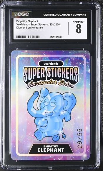 Image of Empathy Elephant | VeeFriends Super Stickers: SS | Diamond on Hologram | CGC 8