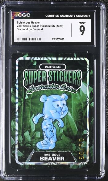 Image of Boisterous Beaver | VeeFriends Super Stickers: SS | Diamond on Emerald | CGC 9