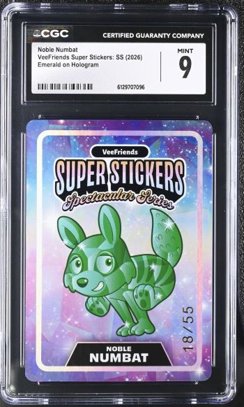 Image of Noble Numbat | VeeFriends Super Stickers: SS | Emerald on Hologram | CGC 9