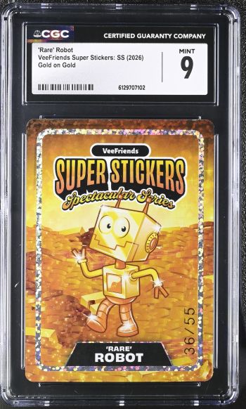 Image of 'Rare' Robot | VeeFriends Super Stickers: SS | Gold on Gold | CGC 9