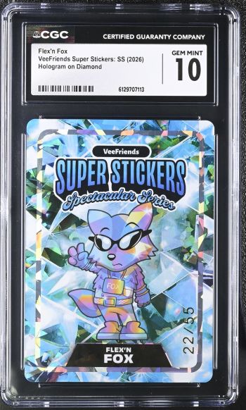 Image of Flex'n Fox | VeeFriends Super Stickers: SS | Hologram on Diamond | CGC GEM MINT 10