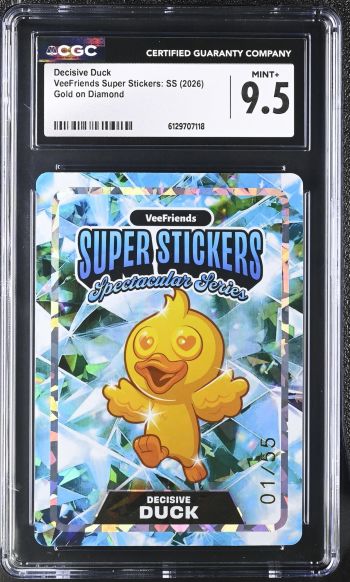 Image of Decisive Duck | VeeFriends Super Stickers: SS | Gold on Diamond | CGC MINT+ 9.5