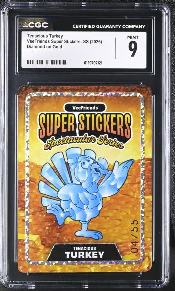 Image of Tenacious Turkey | VeeFriends Super Stickers: SS | Diamond on Gold | CGC 9