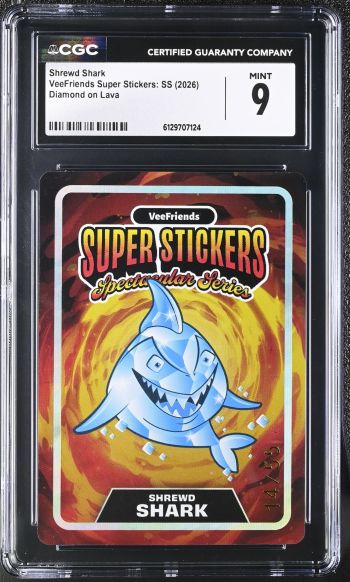 Image of Shrewd Shark | VeeFriends Super Stickers: SS | Diamond on Lava | CGC 9