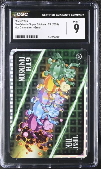 Image of 'Turnt' Tick | VeeFriends Super Stickers: SS | 6th Dimension, Green | CGC 9