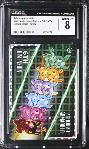 Image of Articulate Armadillo | VeeFriends Super Stickers: SS | 6th Dimension, Green | CGC 8