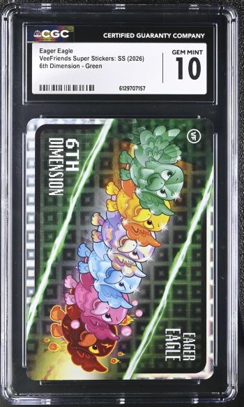 Image of Eager Eagle | VeeFriends Super Stickers: SS | 6th Dimension, Green | CGC GEM MINT 10
