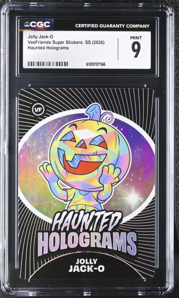 Image of Jolly Jack-O | VeeFriends Super Stickers: SS | Haunted Holograms | CGC 9