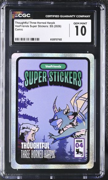 Image of Thoughtful Three Horned Harpik | VeeFriends Super Stickers: SS | Comic | CGC GEM MINT 10