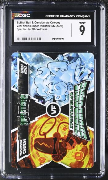 Image of Bullish Bull & Considerate Cowboy | VeeFriends Super Stickers: SS | Spectacular Showdowns | CGC 9