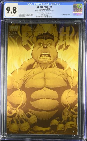 Image of Do You Pooh? #1 Red Pooh Gold Metal Edition A CGC 9.8 (Red Hulk Homage)