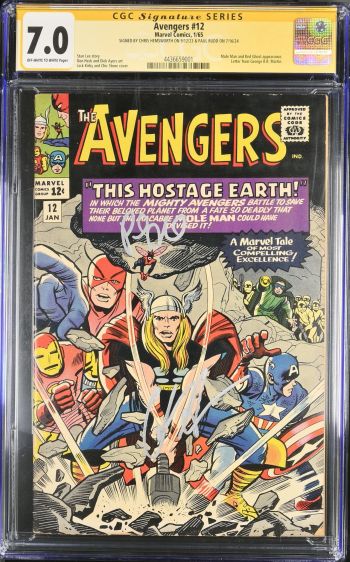 Image of Avengers #12 CGC 7.0 Signed by Chris Hemsworth and Paul Rudd